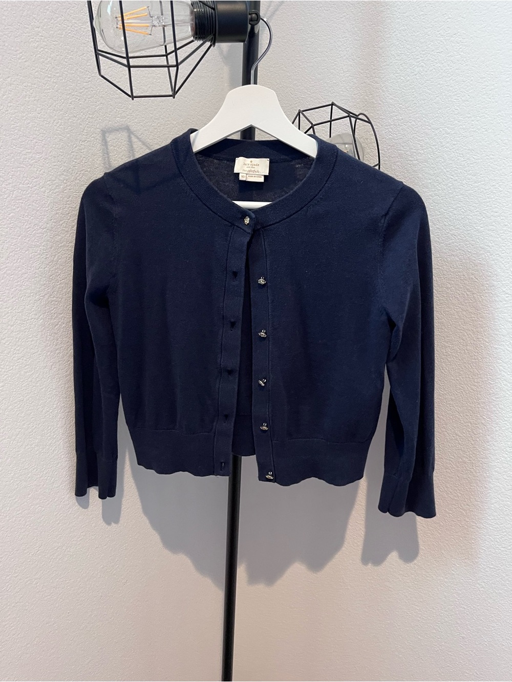 kate spade navy cropped button-front cardigan